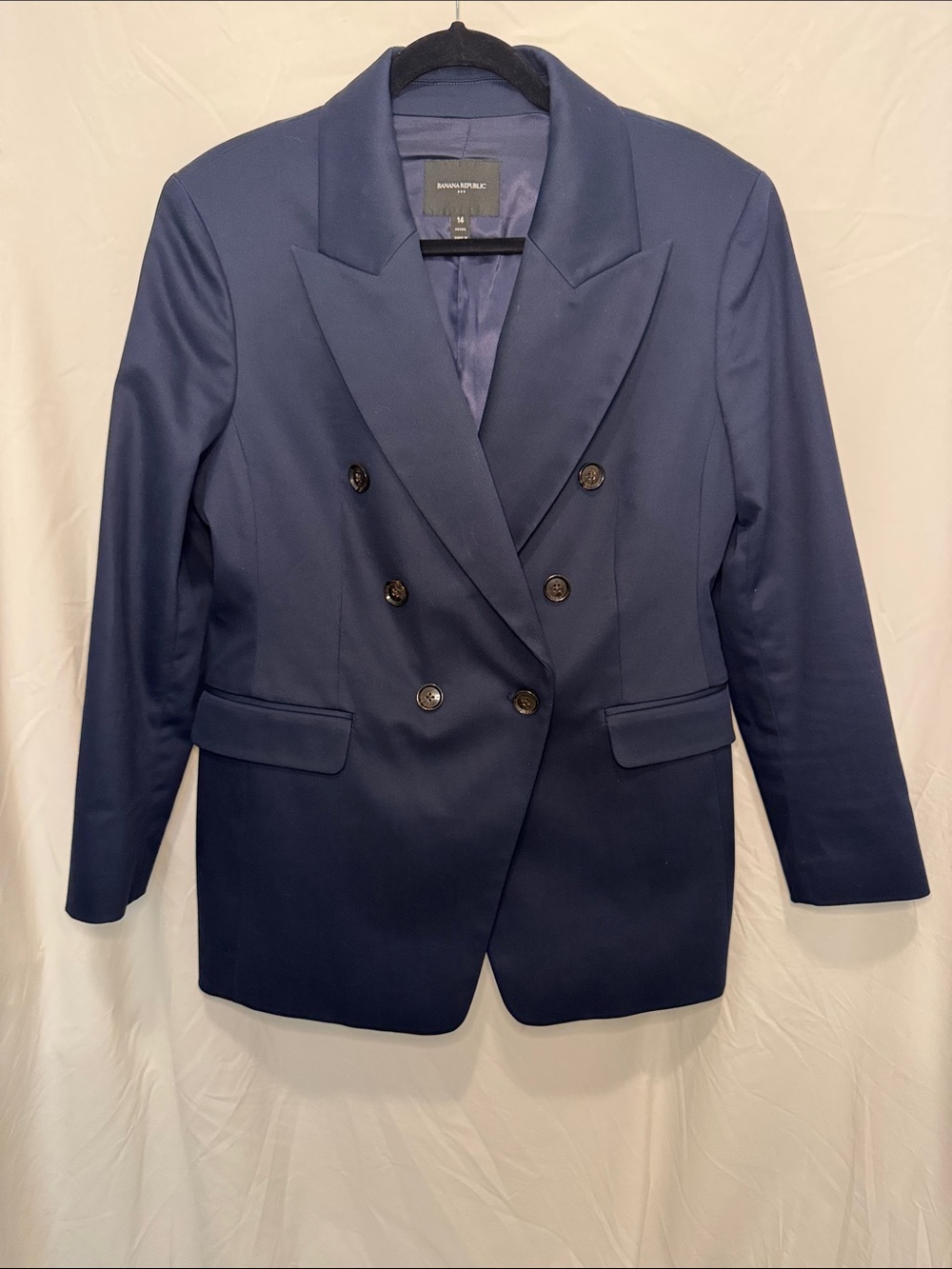 Banana Republic Navy Double-Breasted Blazer Jacket